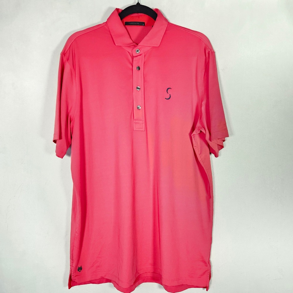 Greyson Polo Shirt Mens L Pink Performance Golf Athletic Casual Sporty Preppy LS